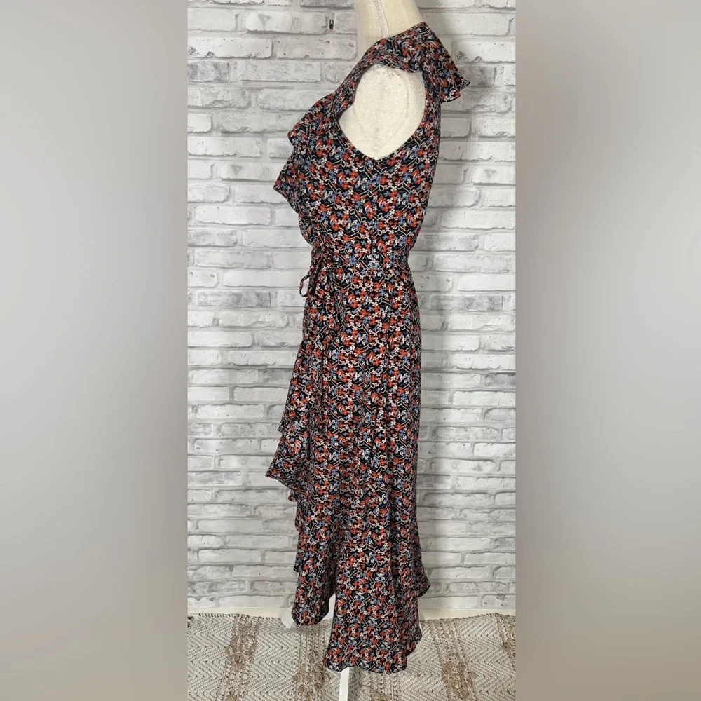 Max Studio Red and Black Asymmetrical Wrap Midi Sundress XS - Picture 5 of 13